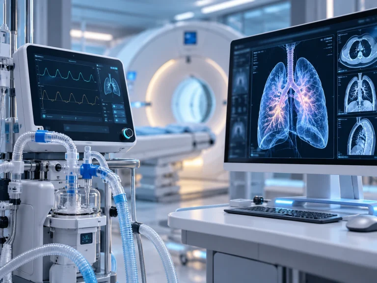 Ventilator, MRI scanner and lung imaging on a clinical workstation